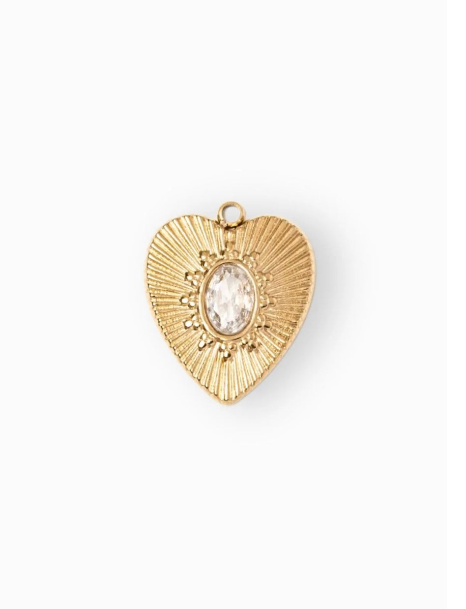 Charm Médaille Cœur à Strass