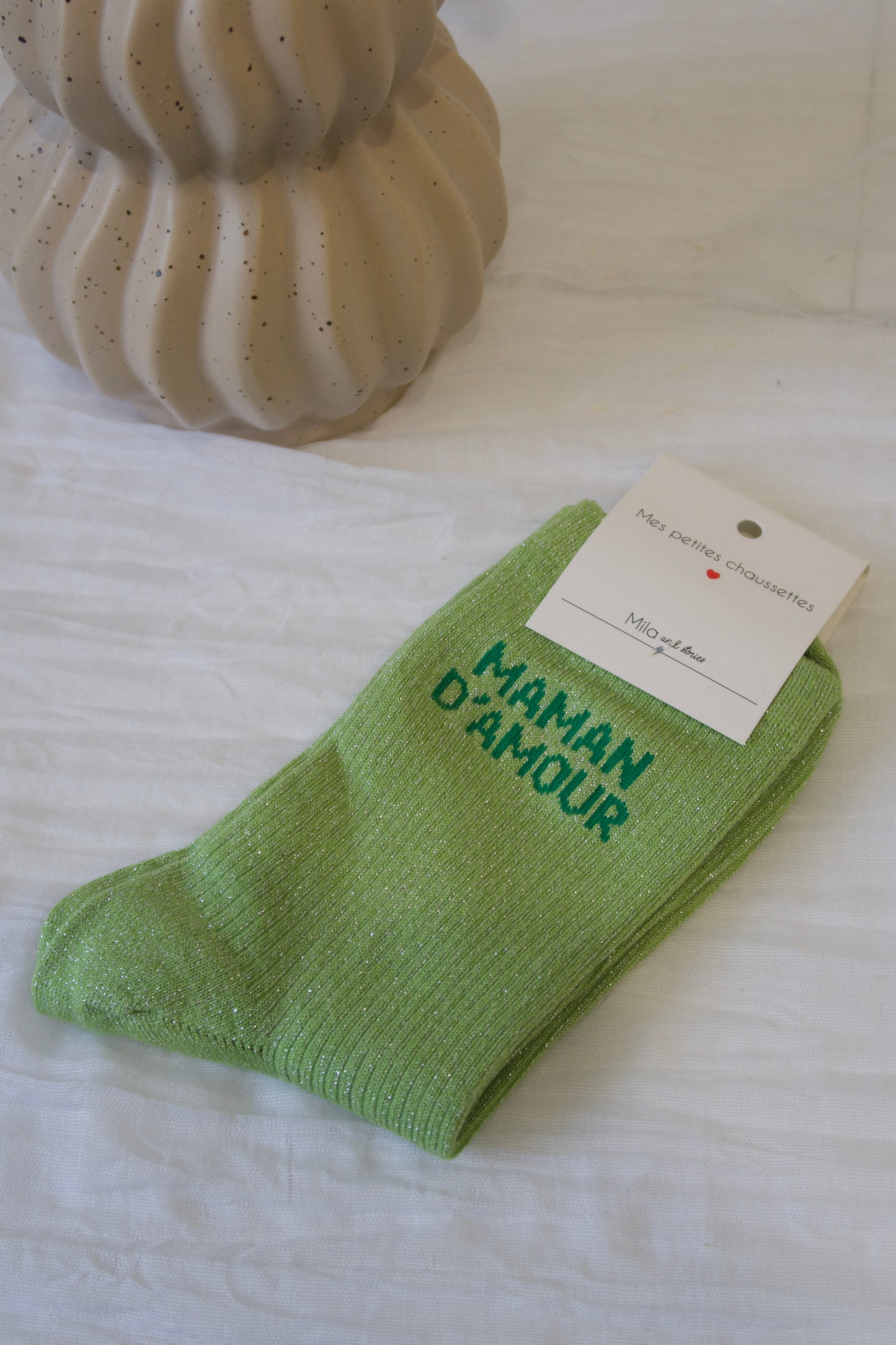 💘Chaussettes paillettes « maman d’amour »
