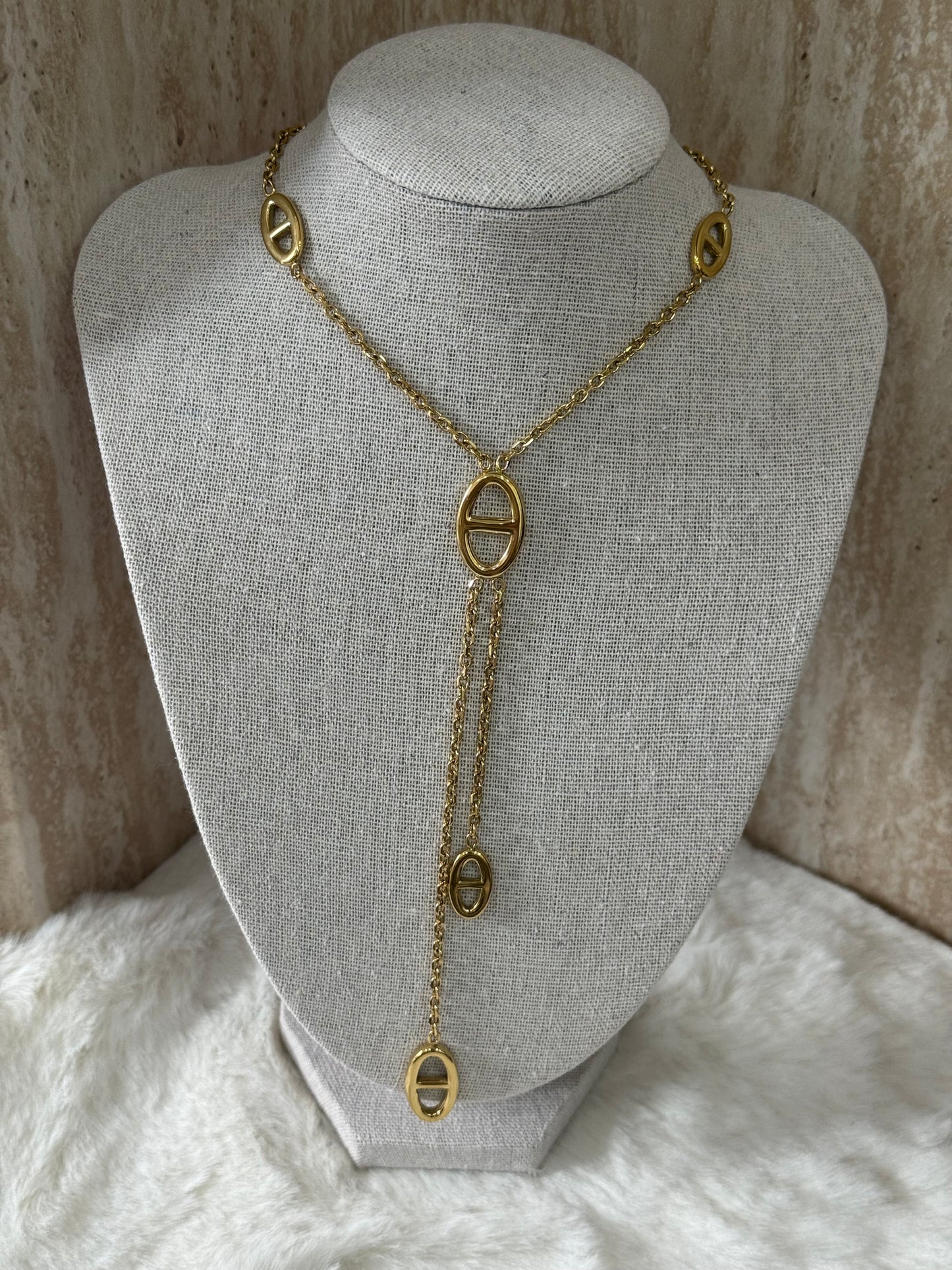 Sautoir maille marine