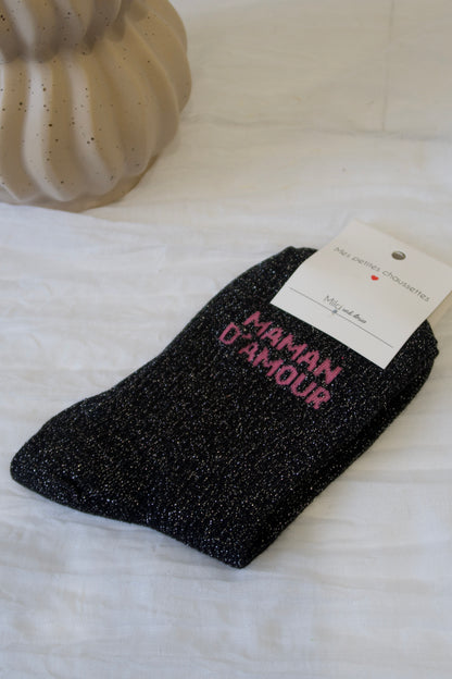 💘Chaussettes paillettes « maman d’amour »