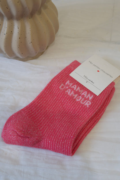 💘Chaussettes paillettes « maman d’amour »