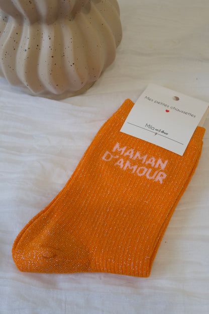 💘Chaussettes paillettes « maman d’amour »