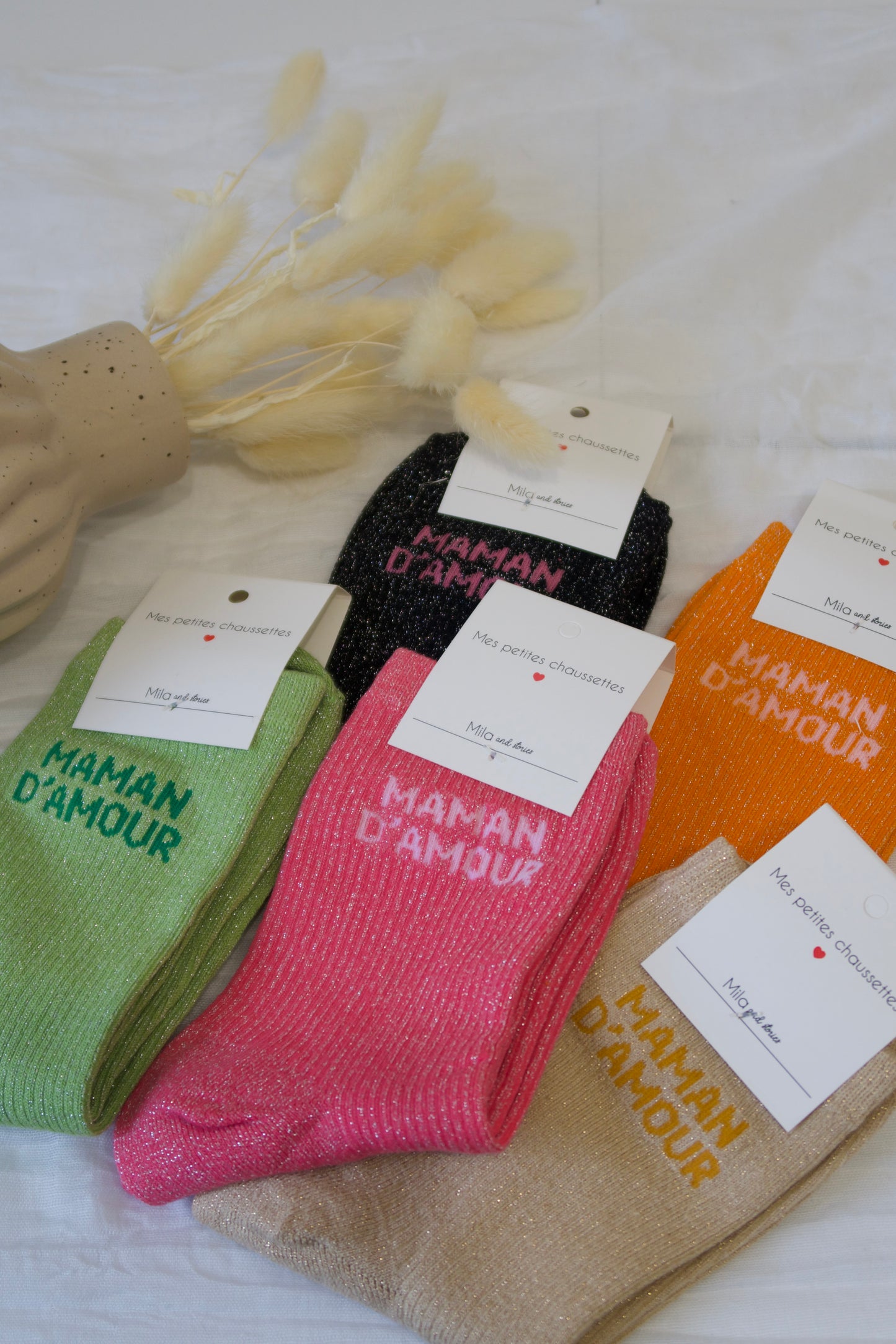 💘Chaussettes paillettes « maman d’amour »