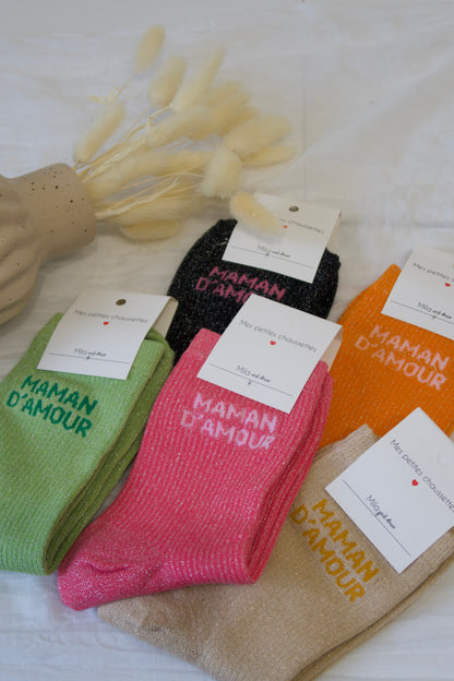 💘Chaussettes paillettes « maman d’amour »