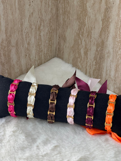 Jonc maille marine ruban colorés