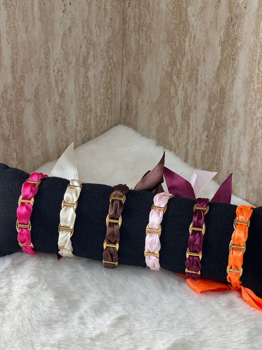 Jonc maille marine ruban colorés